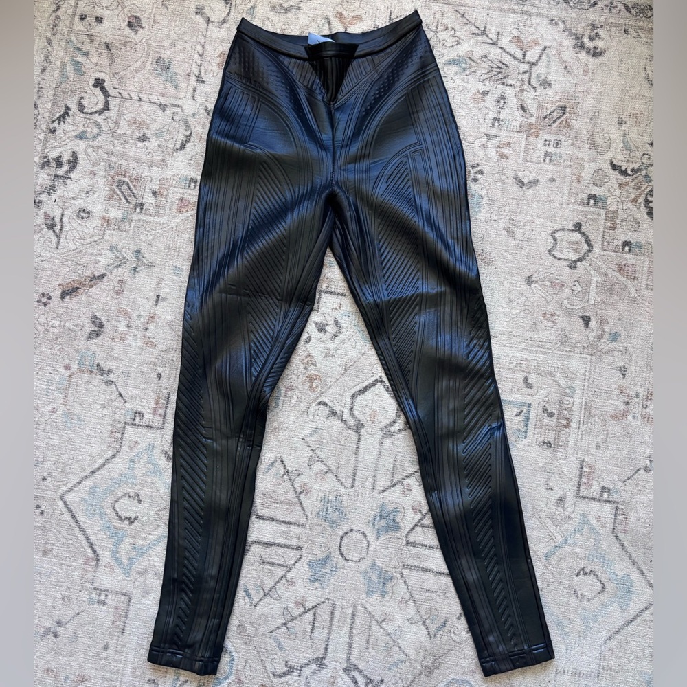 Mugler Black Textured High-Waist Leggings